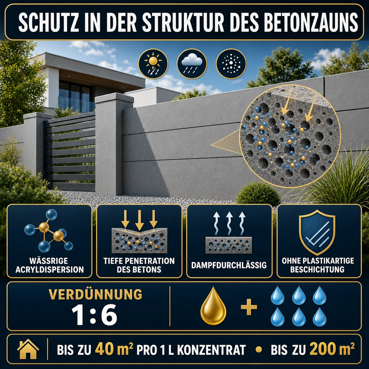 ESANDOL pro line Schutzschicht Beton-Zaun