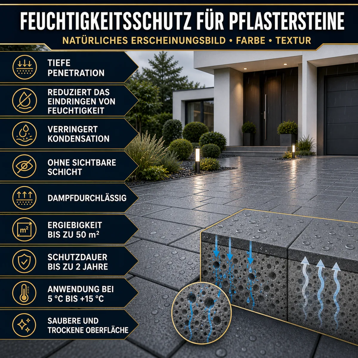 HYDROPROX Feuchtigkeitsschutzimprägnierung Pflasterstein