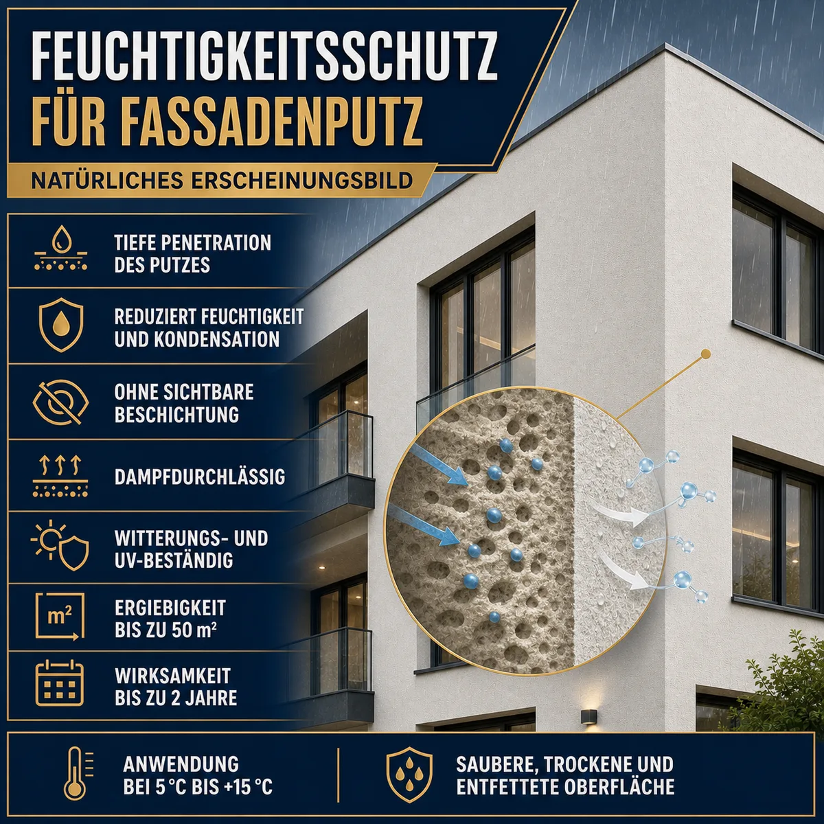 HYDROPROX Feuchtigkeitsschutzimprägnierung Fassadenputz