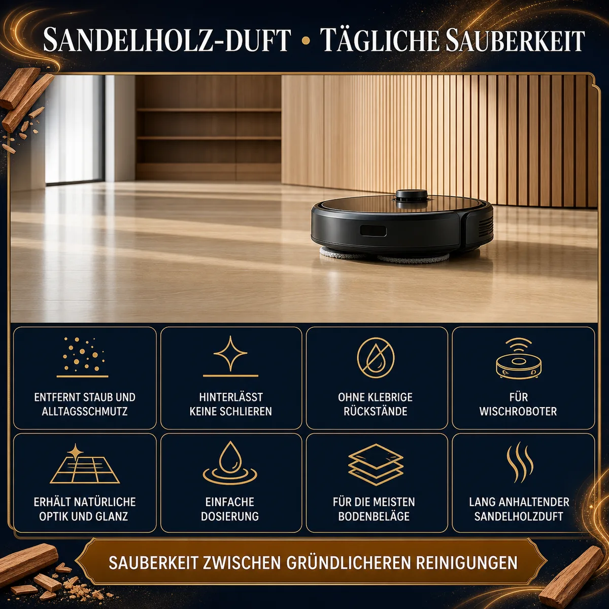 HYDROPROX Reinigungsflüssigkeit für Wischroboter – mit Sandelholz-Duft