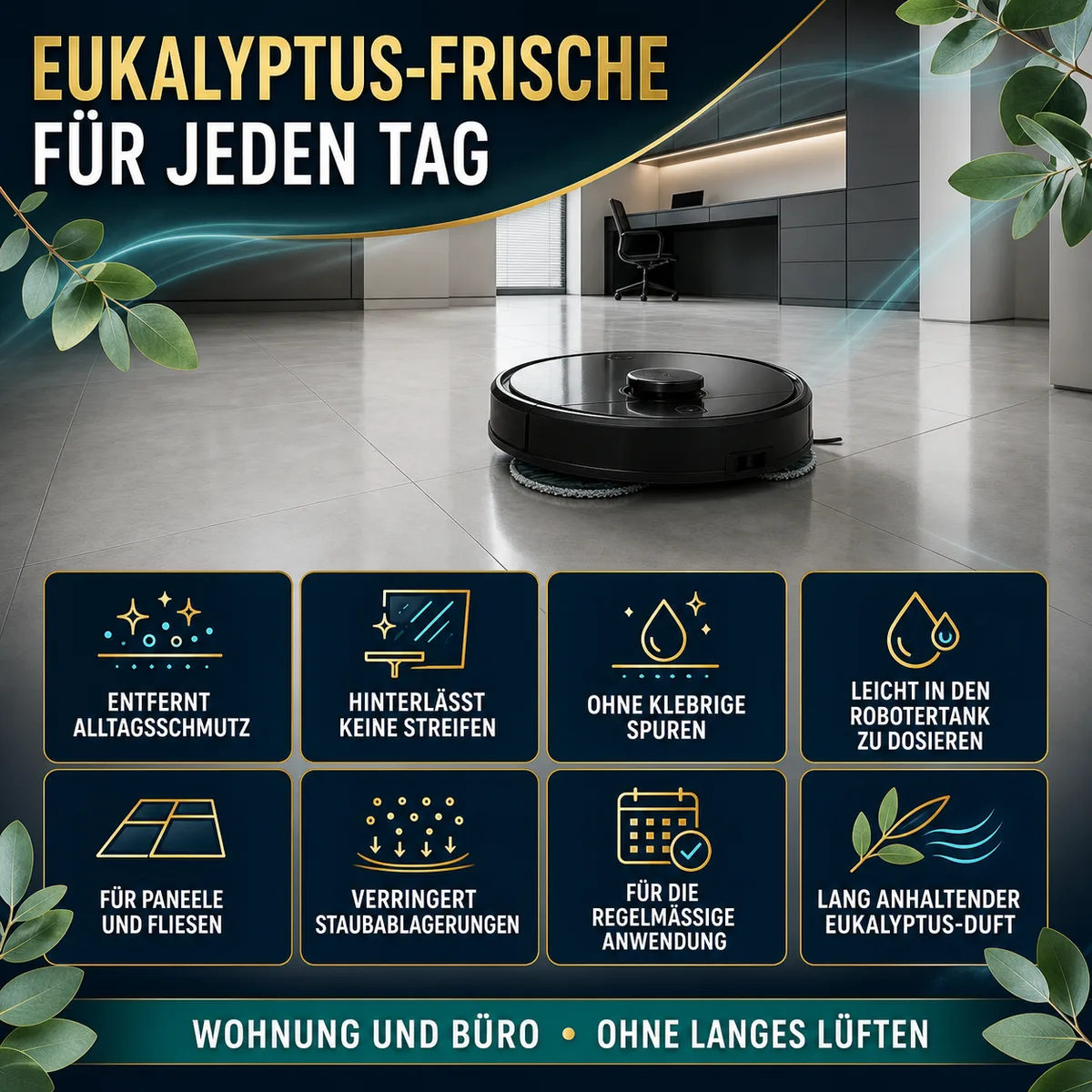 HYDROPROX Reinigungsflüssigkeit für Wischroboter – mit Eukalyptus-Duft