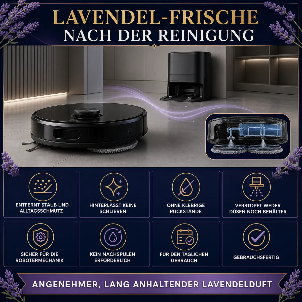HYDROPROX Reinigungsflüssigkeit für Wischroboter – mit Lavendel-Duft