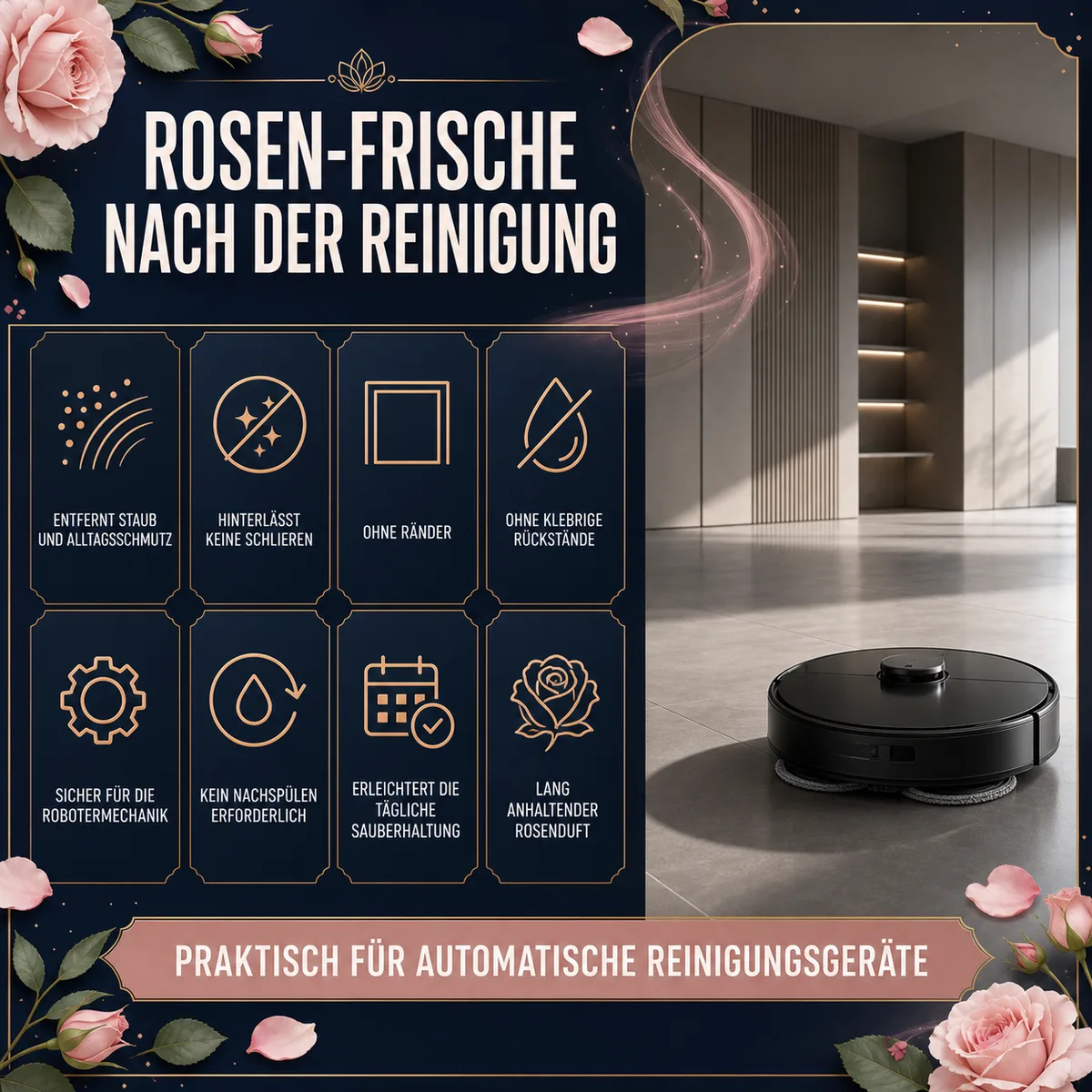 HYDROPROX Reinigungsflüssigkeit für Wischroboter – mit Rosen-Duft