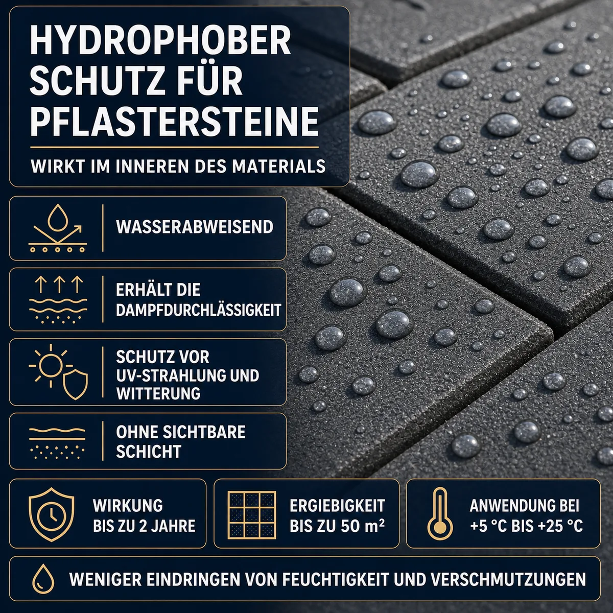 HYDROPROX Hydrophobe Beschichtung Pflastersteine