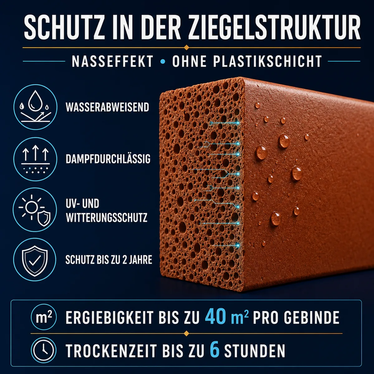 HYDROPROX Schutzschicht mit Nasseffekt für Ziegel