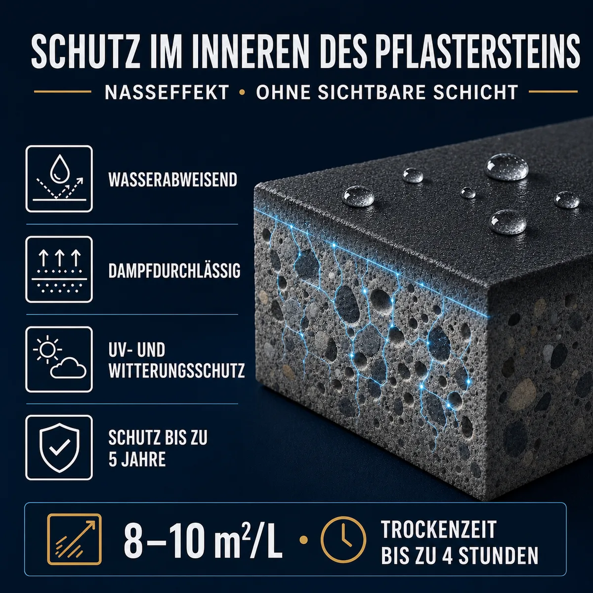 HYDROPROX Schutzschicht mit Nasseffekt für Pflastersteine