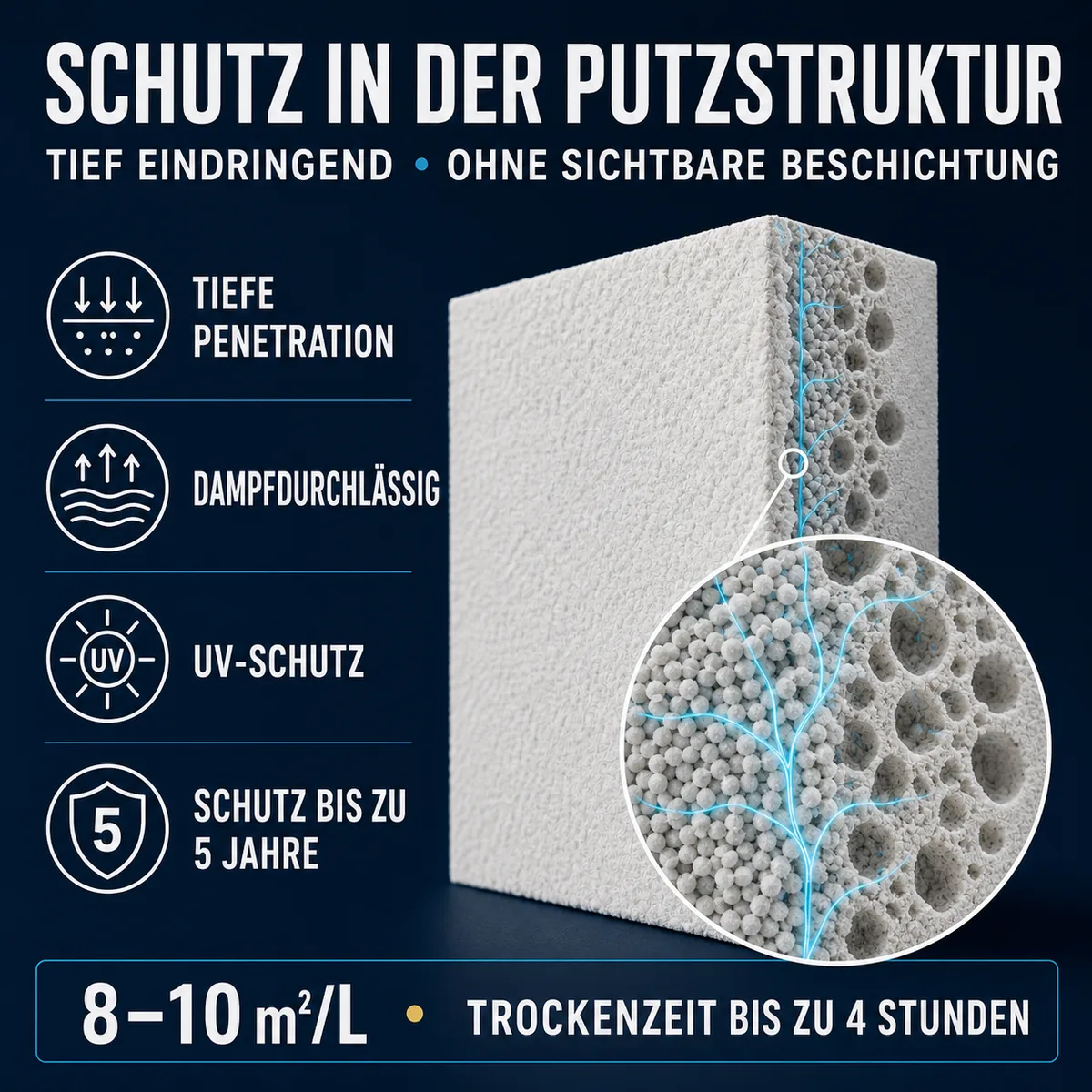 HYDROPROX Schutzschicht mit Nasseffekt für Fassadenputz