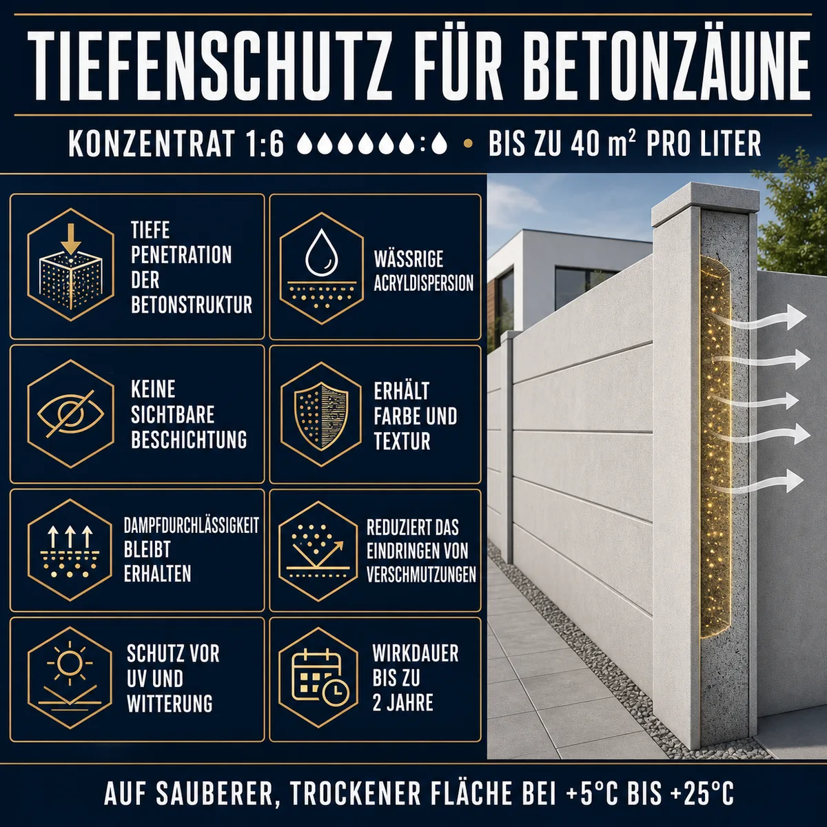HYDROPROX Schutzschicht Betonzäune