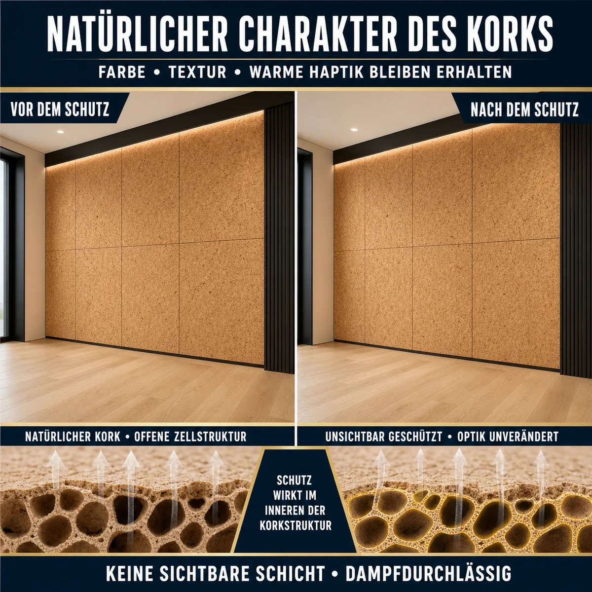 HYDROPROX Schutzschicht Korkpaneele