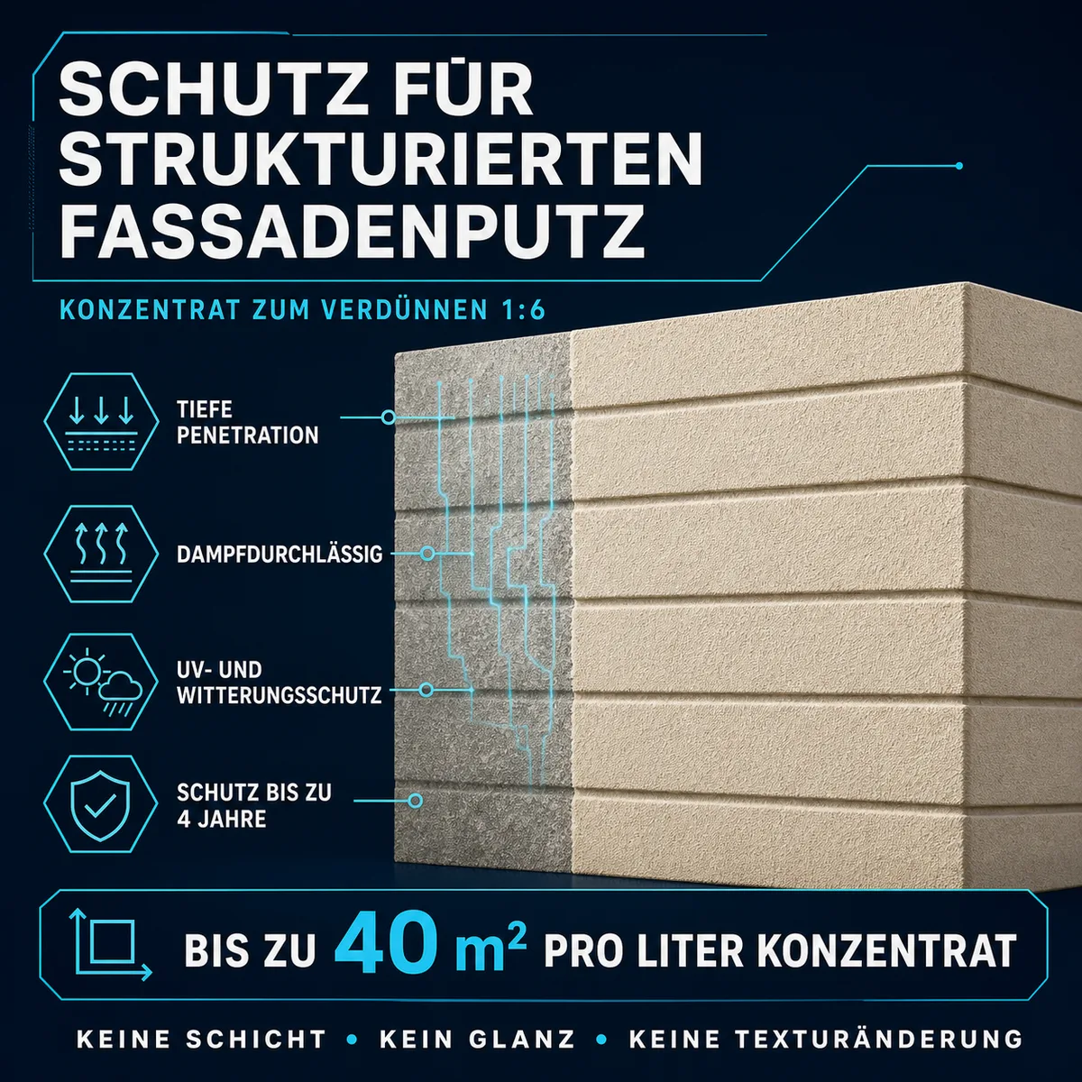 HYDROPROX Schutzschicht strukturierter Fassadenputz