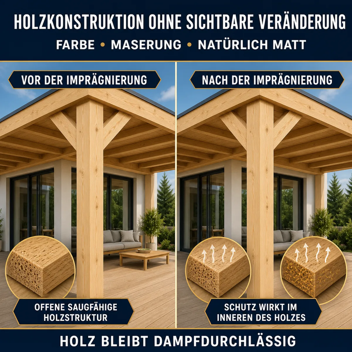 HYDROPROX Polymerbeschichtung Holzkonstruktionen