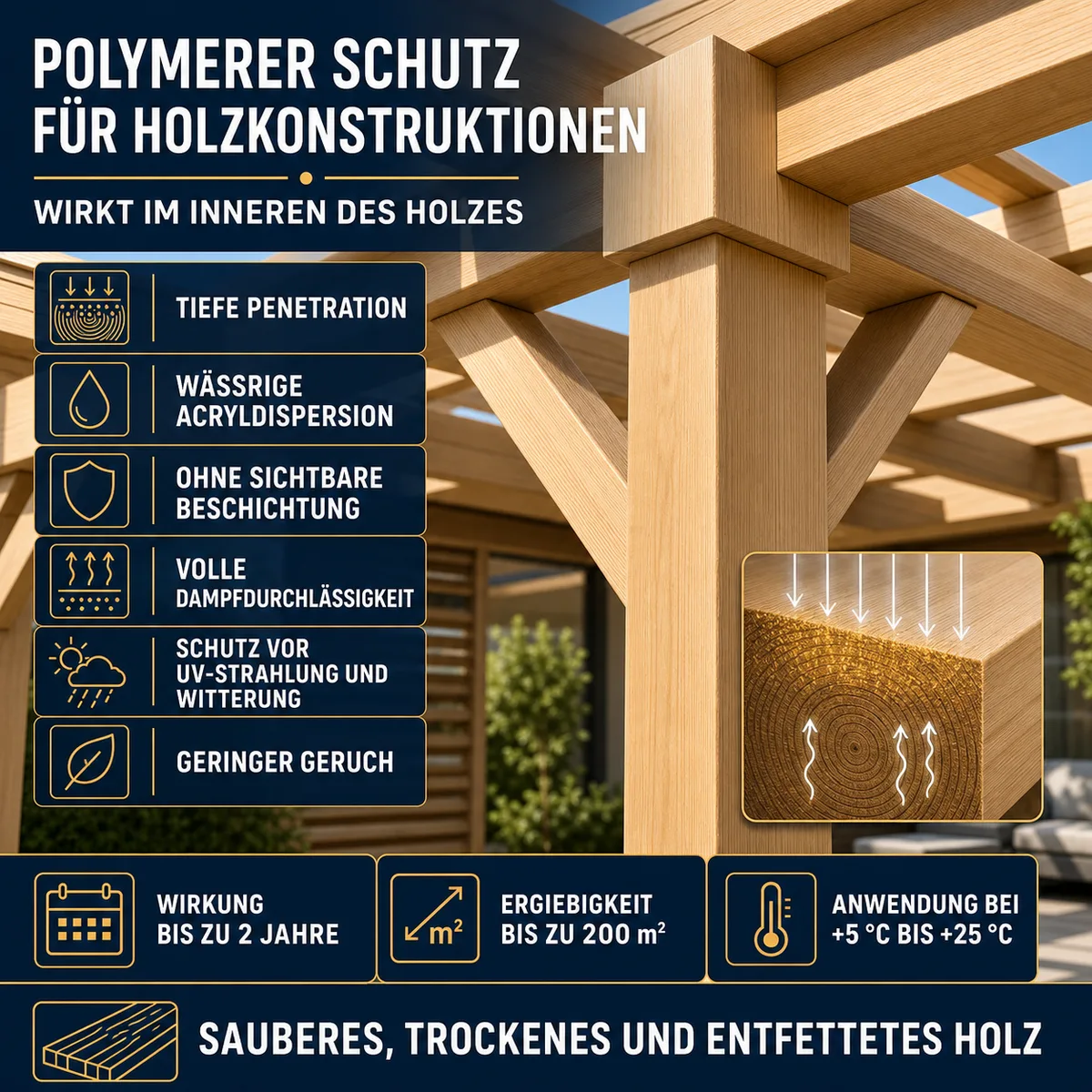 HYDROPROX Polymerbeschichtung Holzkonstruktionen