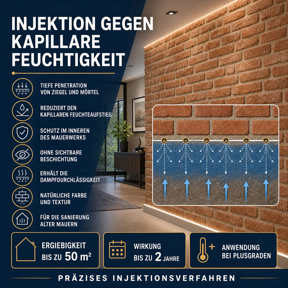 HYDROPROX Injektionsmittel gegen Feuchtigkeit für Altziegel